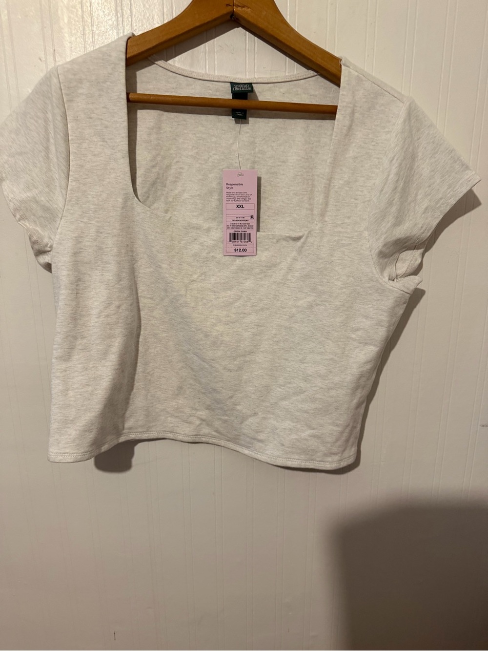Light Grey  Square Neck Crop Top NWT XXL